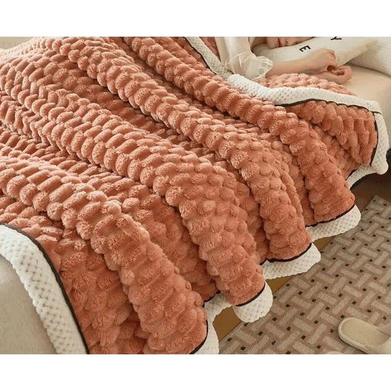 NOUVEAU RICHE Dicke Korallfleece-Decke – Weich, Warm und Wendbar für Innen- und Außenbereich, Erhältlich in verschiedenen Größen Orange