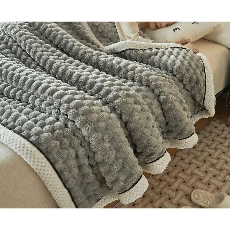 NOUVEAU RICHE Dicke Korallfleece-Decke – Weich, Warm und Wendbar für Innen- und Außenbereich, Erhältlich in verschiedenen Größen Grau