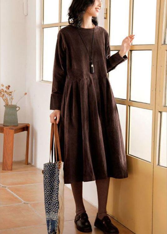 NOUVEAU RICHE Cord Kleid Emilia für Herbst und Winter mit Modernem Design und Klassischem Charme für Stilvolle Anlässe und Alltagsmode Braun