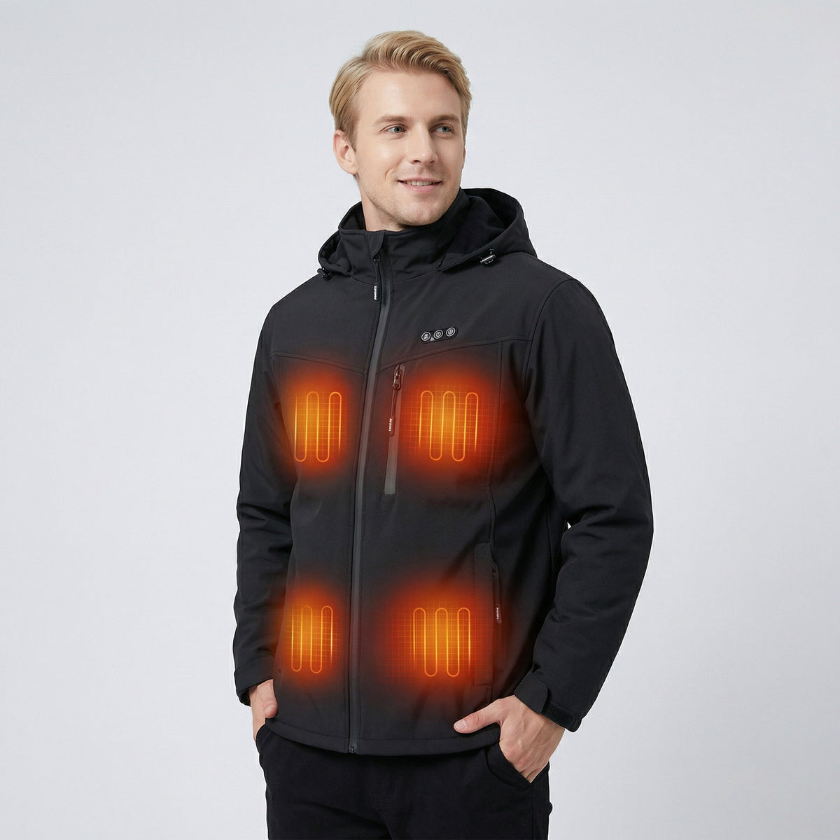 NOUVEAU RICHE Beheizte Herrenjacke – Wiederaufladbare Winterjacke mit 8 Heizzonen, wasserabweisend, S–2XL