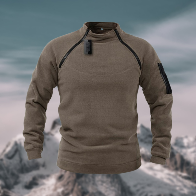 NOUVEAU RICHE Winddichter & Taktischer Herren Fleece Pullover Hellbraun