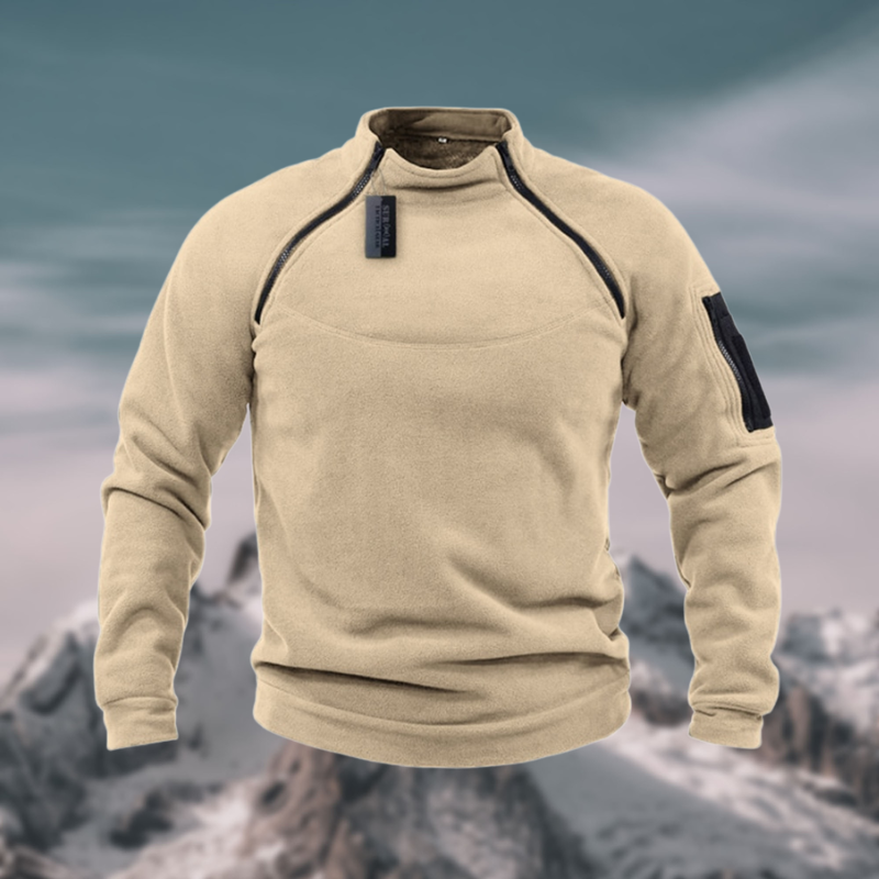 NOUVEAU RICHE Winddichter & Taktischer Herren Fleece Pullover Beige
