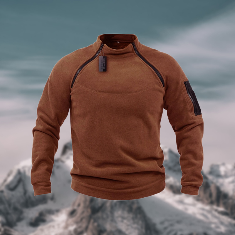 NOUVEAU RICHE Winddichter & Taktischer Herren Fleece Pullover Braun