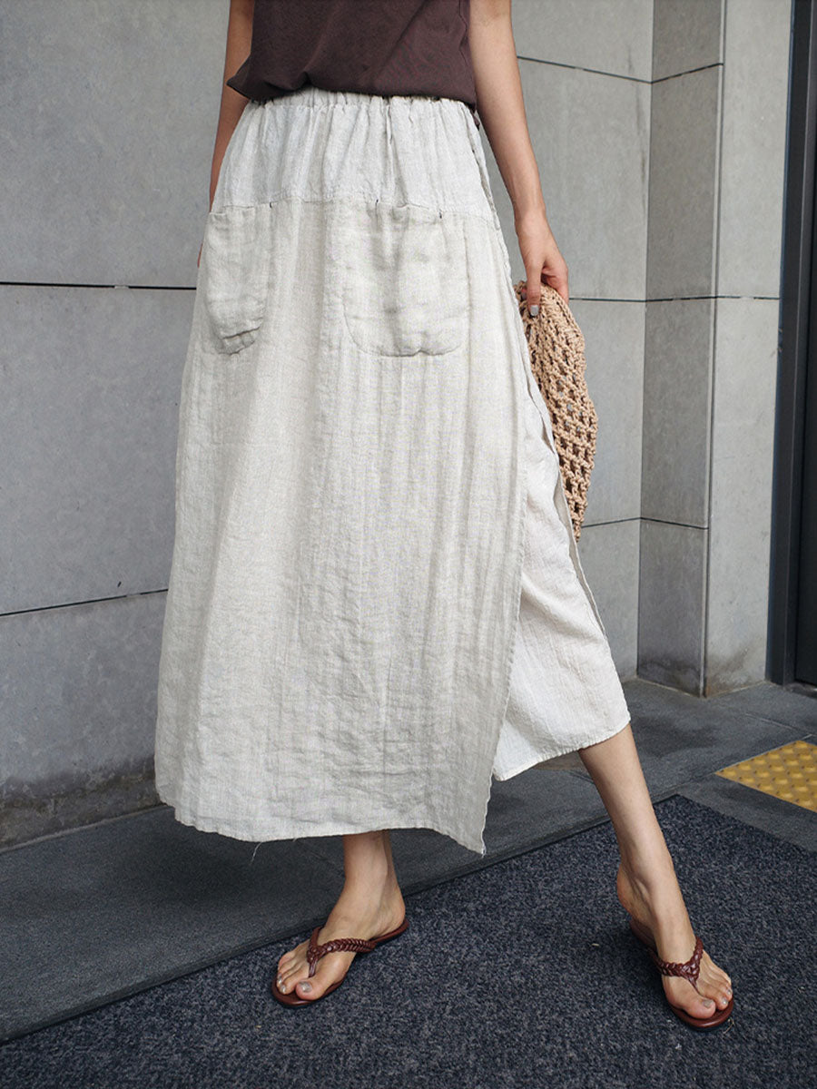 NOUVEAU RICHE Leinen Culotte Mit Weitem Bein Und Taschen Für Damen Bequem Und Luftig Ideal Für Den Sommer Original
