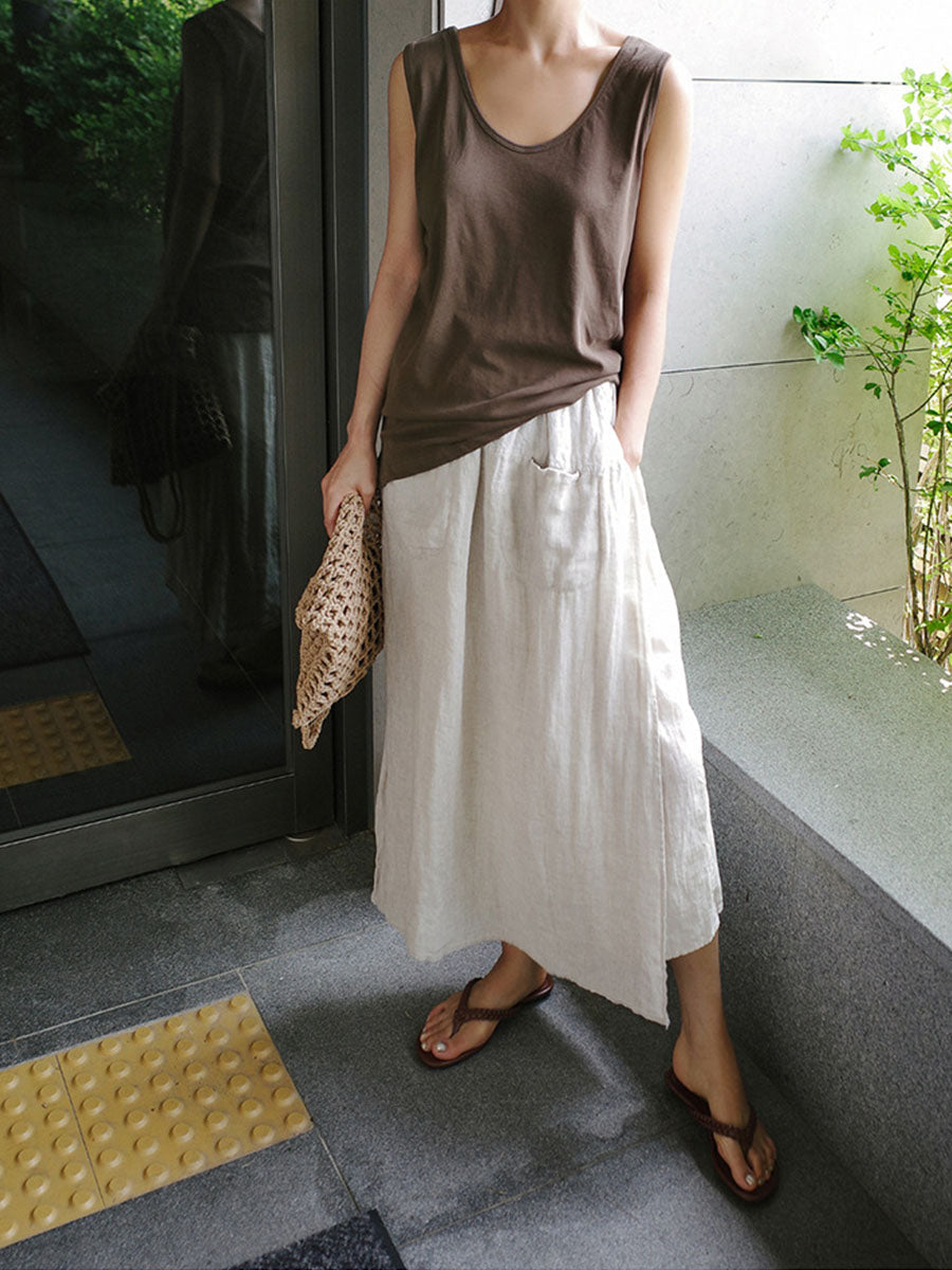 NOUVEAU RICHE Leinen Culotte Mit Weitem Bein Und Taschen Für Damen Bequem Und Luftig Ideal Für Den Sommer