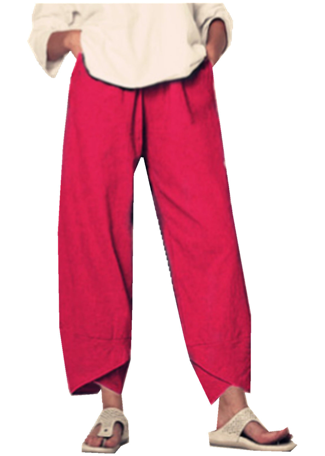 NOUVEAU RICHE Culottes Für Damen Mit Weitem Bein In Kurzer Länge Elastischer Bund Aus Leichtem Stoff Ideal Für Den Alltag Rosenrot