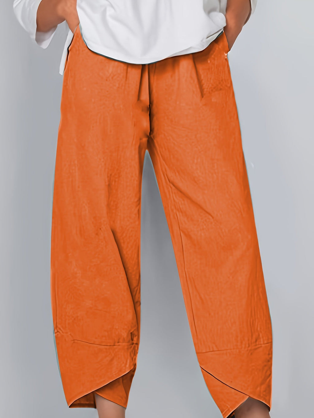 NOUVEAU RICHE Culottes Für Damen Mit Weitem Bein In Kurzer Länge Elastischer Bund Aus Leichtem Stoff Ideal Für Den Alltag Orange