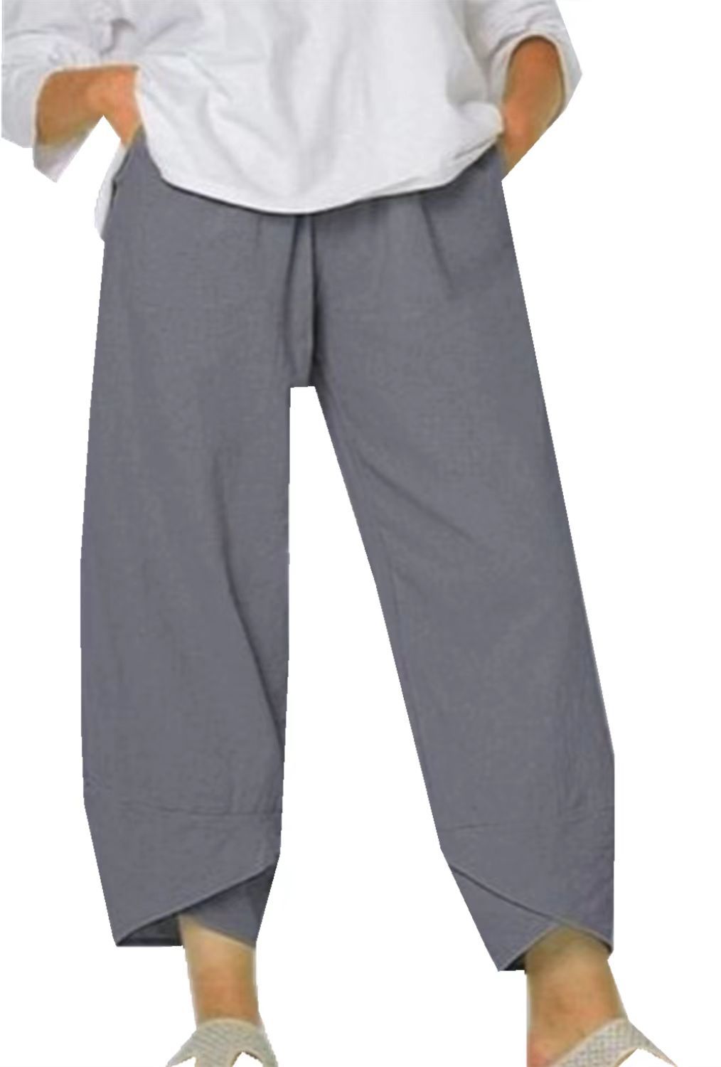 NOUVEAU RICHE Culottes Für Damen Mit Weitem Bein In Kurzer Länge Elastischer Bund Aus Leichtem Stoff Ideal Für Den Alltag Dunkelgrau