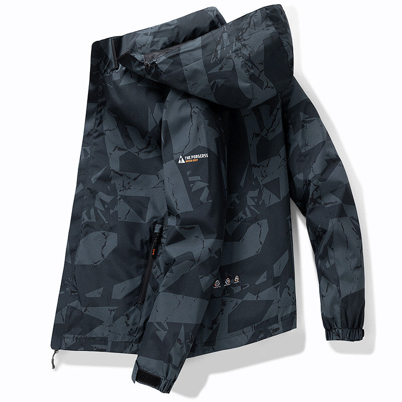NOUVEAU RICHE Herren Stylische Skijacke Mit Kapuze Sportliches Design Grau