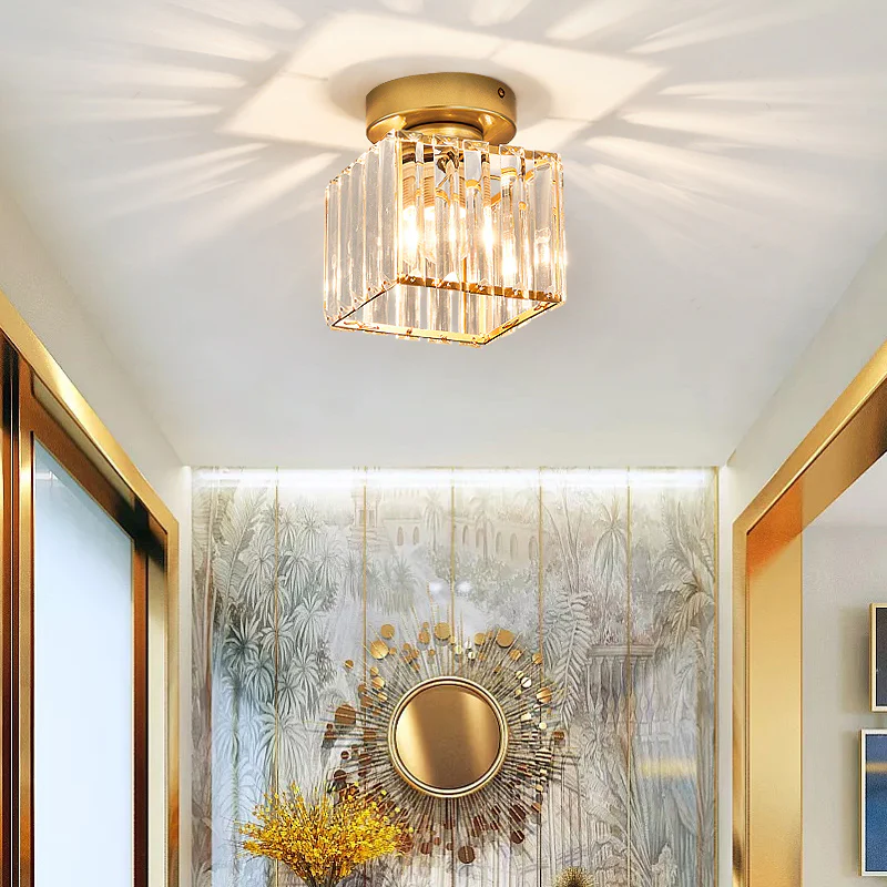 NOUVEAU RICHE Moderne Kristall-Deckenleuchte – Kristall Deckenlampe mit Messingfassung, E27, rund oder quadratisch, Gold oder Schwarz – CrystalGlow