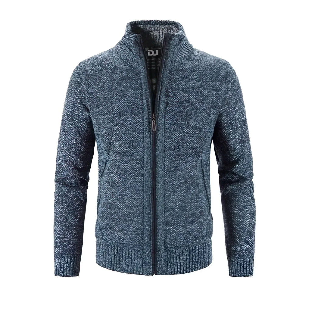 NOUVEAU RICHE Elegante Herren Strickjacke mit Reißverschluss für stilvolle Freizeit- und Bürooutfits Blau