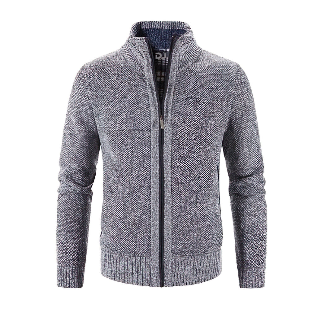 NOUVEAU RICHE Elegante Herren Strickjacke mit Reißverschluss für stilvolle Freizeit- und Bürooutfits Grau