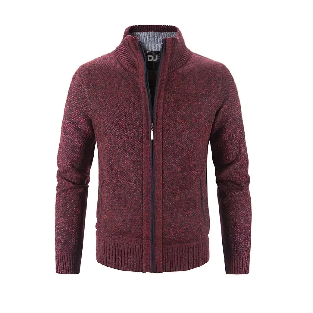 NOUVEAU RICHE Elegante Herren Strickjacke mit Reißverschluss für stilvolle Freizeit- und Bürooutfits Rot