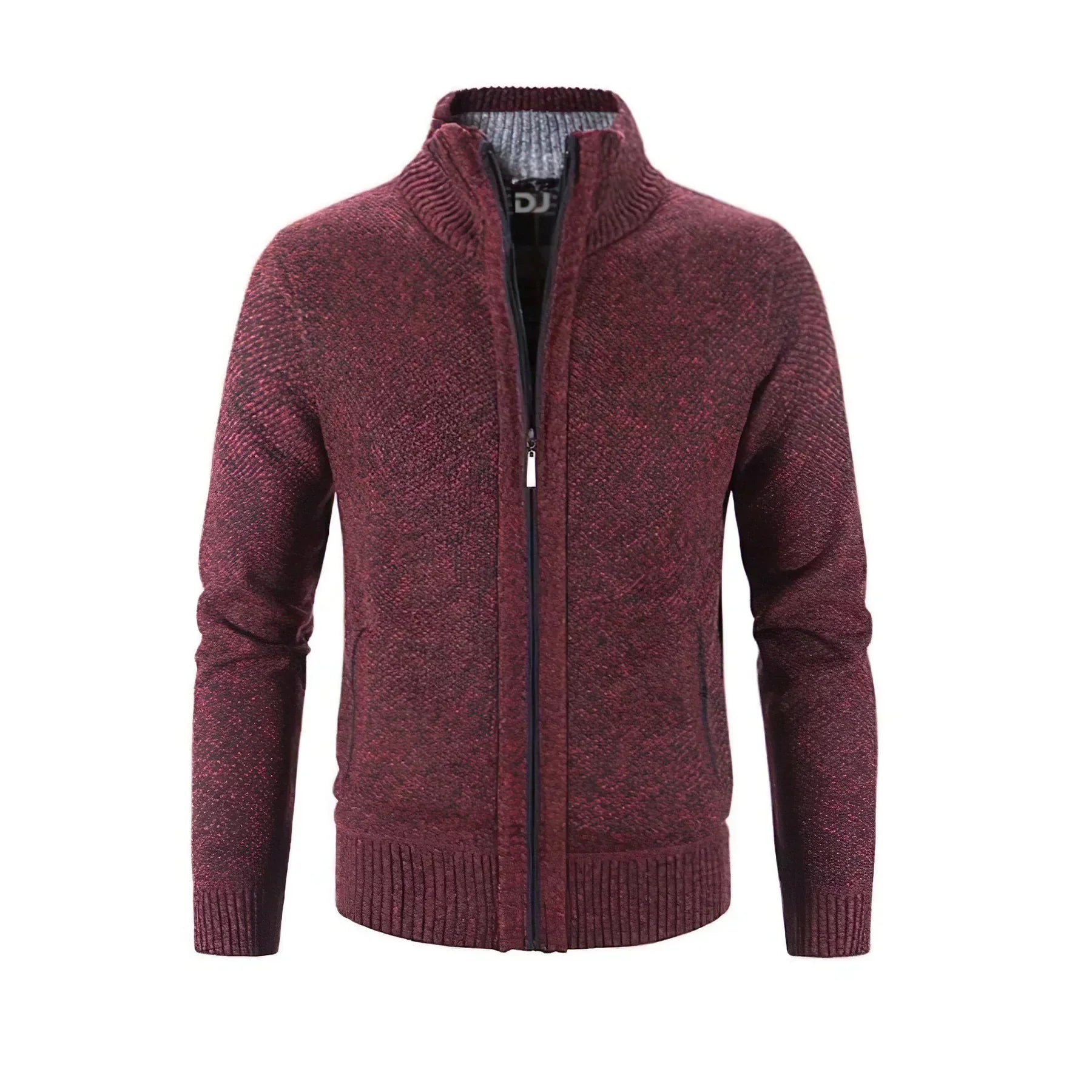 NOUVEAU RICHE Elegante Herren Strickjacke mit Reißverschluss für stilvolle Freizeit- und Bürooutfits Rot
