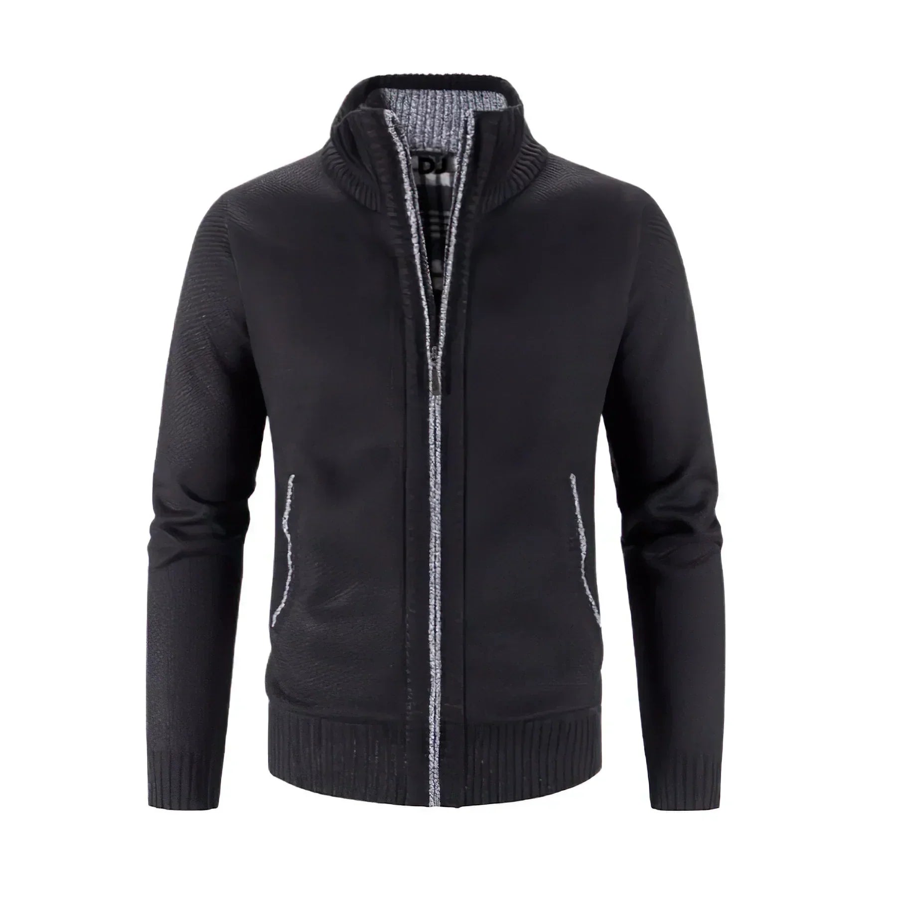 NOUVEAU RICHE Elegante Herren Strickjacke mit Reißverschluss für stilvolle Freizeit- und Bürooutfits Schwarz