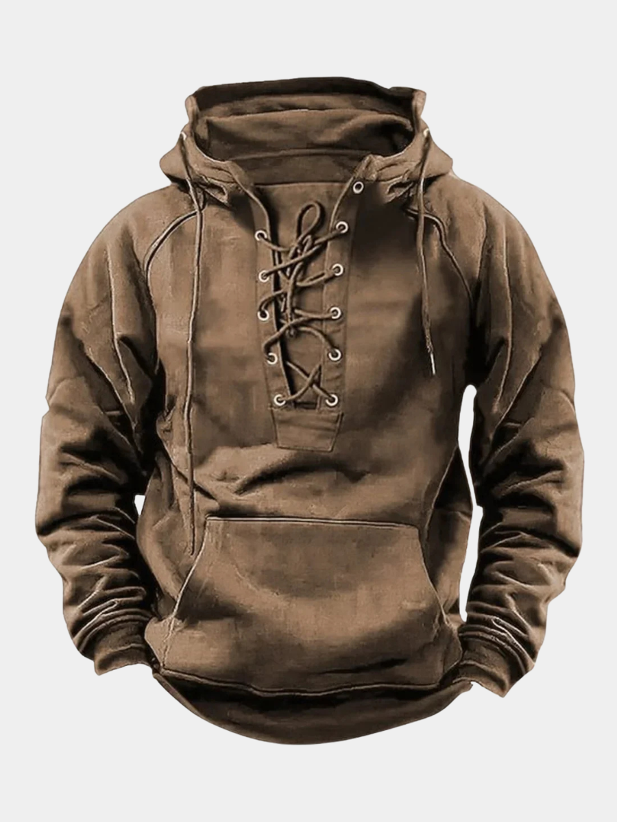 NOUVEAU RICHE Herren Hoodie mit Schnürung – Kapuzenpullover mit Schnür-Ausschnitt & Kängurutasche, 6 Farben, S–3XL – Mane
