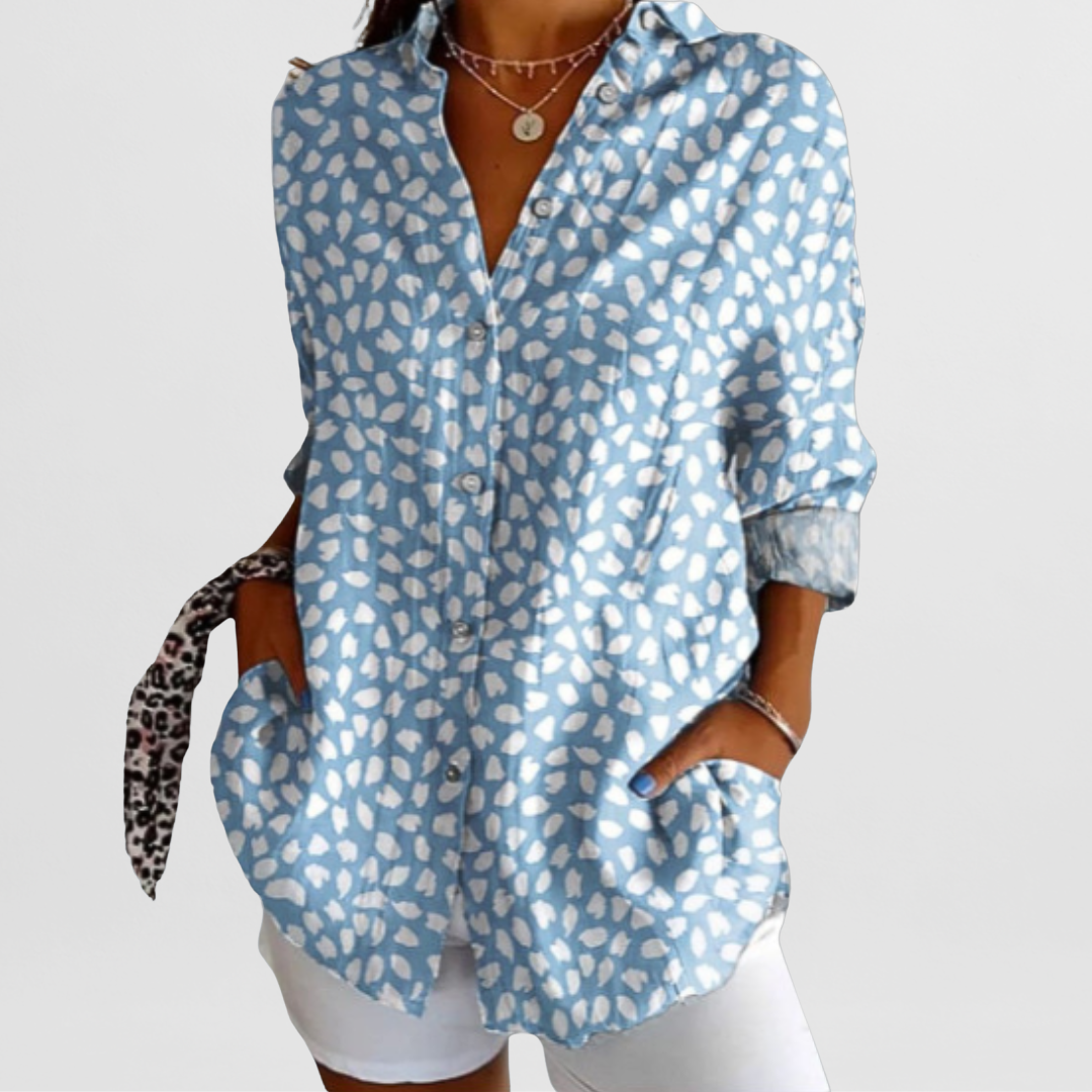 NOUVEAU RICHE Elegante Leichte Premium Bluse für Damen – Perfekt für Büro, Freizeit und besondere Anlässe Hellblau