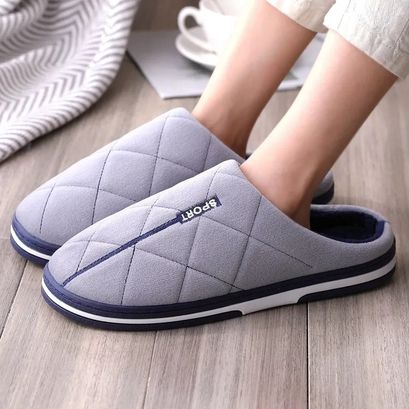NOUVEAU RICHE Blaue Herren Hausschuhe Mit Dicker Sohle Und Warmfutter grau