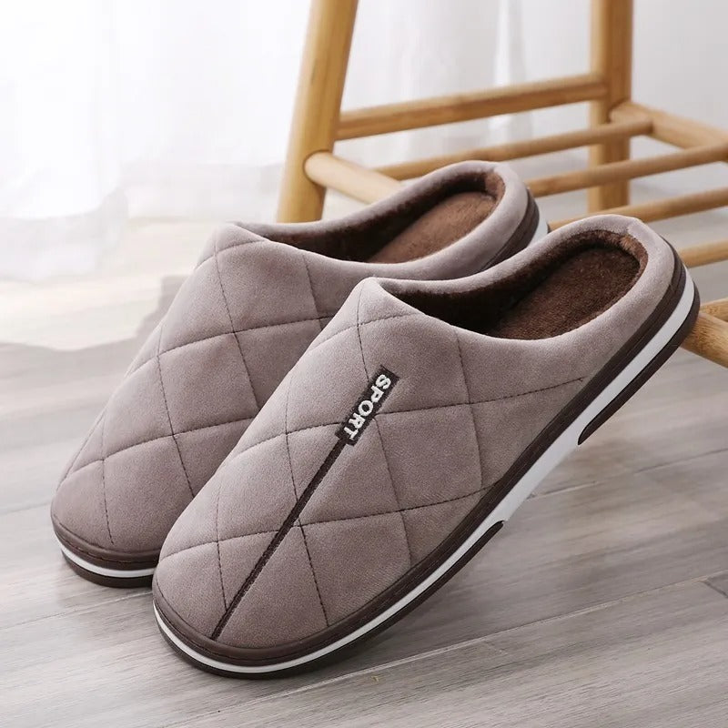 NOUVEAU RICHE Blaue Herren Hausschuhe Mit Dicker Sohle Und Warmfutter braun