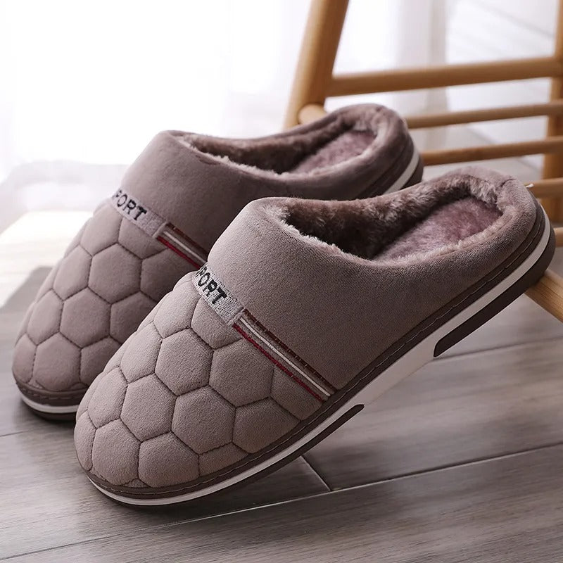 NOUVEAU RICHE Blaue Herren Hausschuhe Mit Dicker Sohle Und Warmfutter dunkelbraun