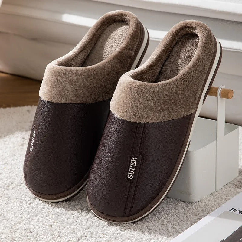 NOUVEAU RICHE Blaue Herren Hausschuhe Mit Dicker Sohle Und Warmfutter dunkelbraun_2