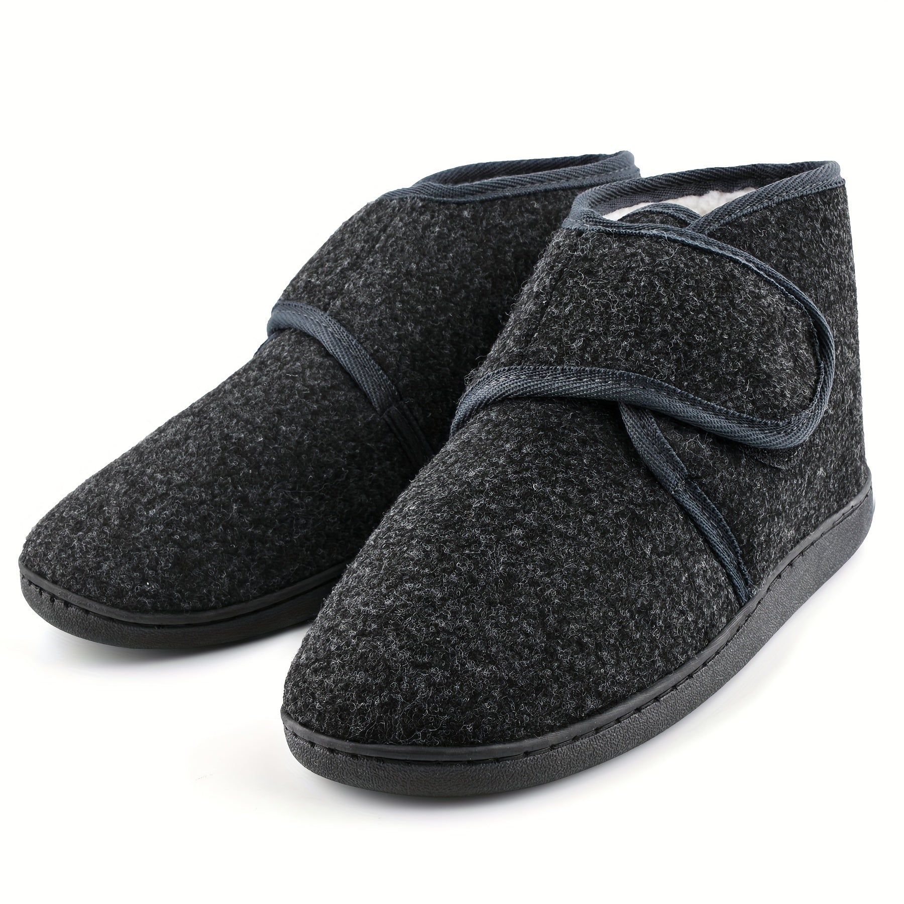NOUVEAU RICHE Herren Slipper Mit Stabilem Knöchelriemen Und Klettverschluss Dunkelgrau