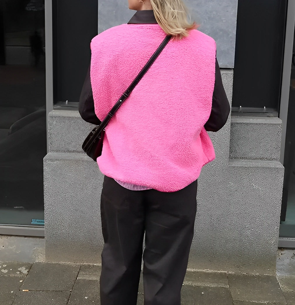 NOUVEAU RICHE Damen Ärmellose Weste Mit Druckknöpfen Rundhalsausschnitt
