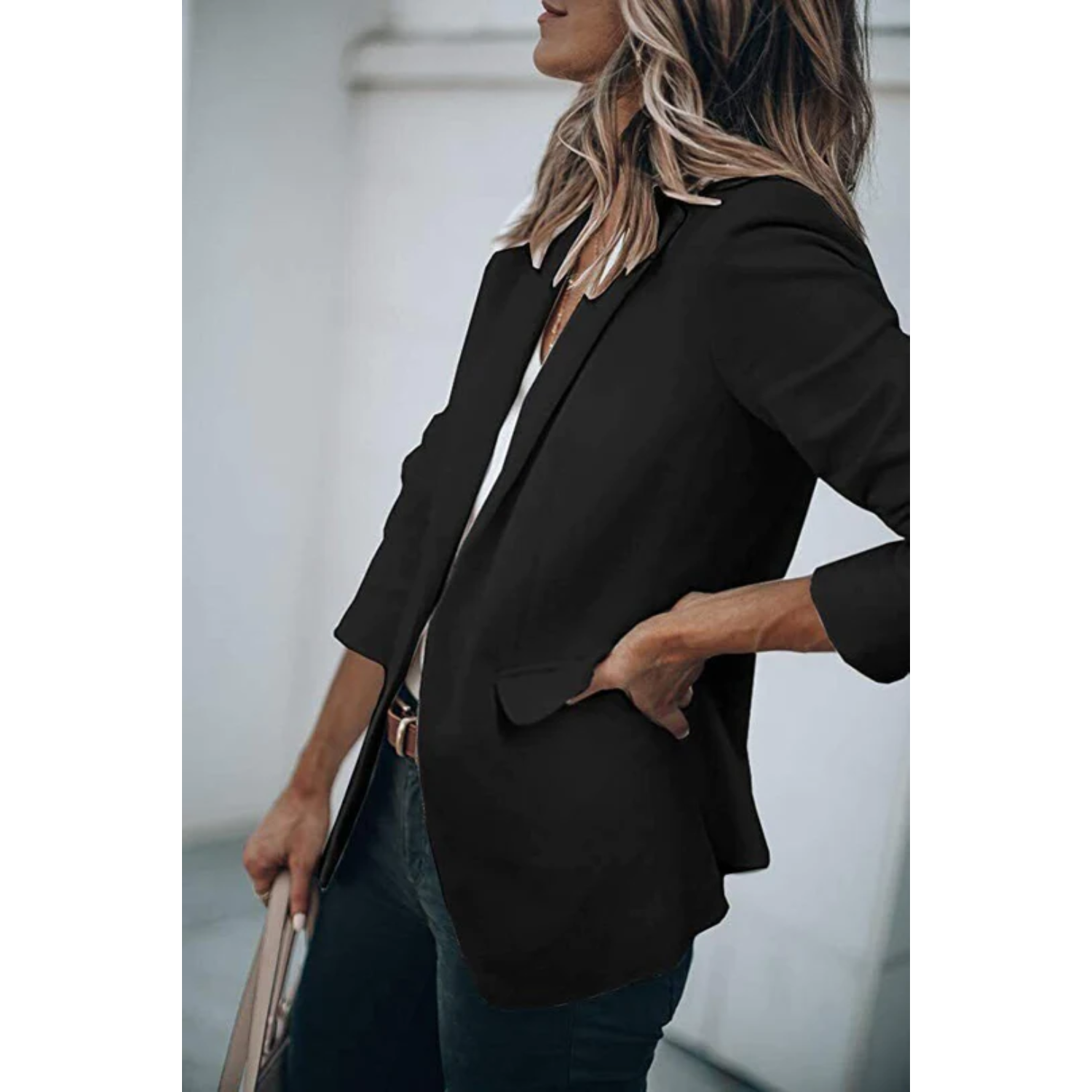 NOUVEAU RICHE Damen Blazer Übergröße Tailored Fit Vielseitig Büro Abend Schwarz