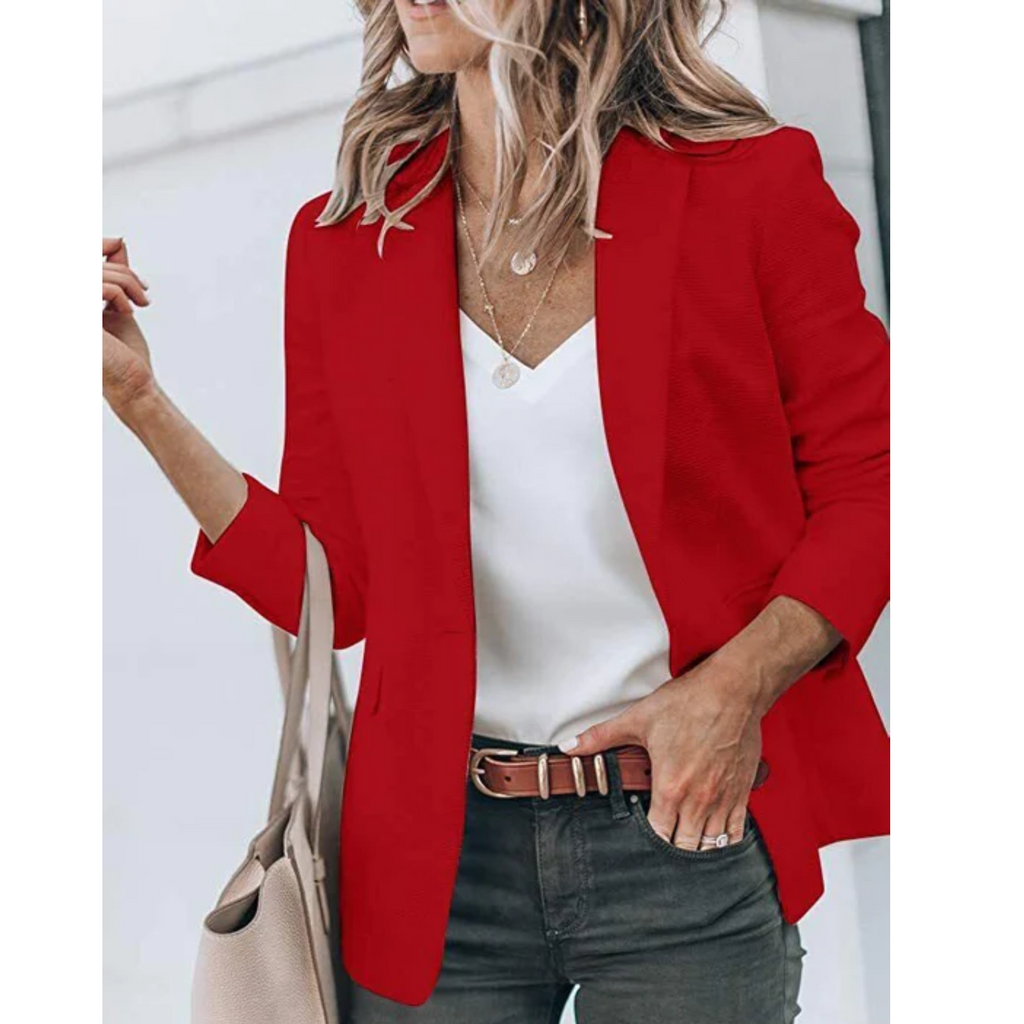 NOUVEAU RICHE Damen Blazer Übergröße Tailored Fit Vielseitig Büro Abend Rot
