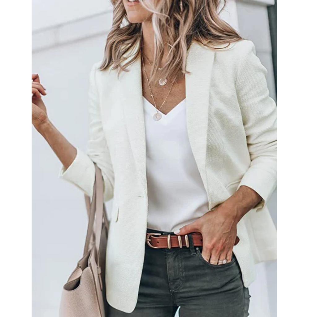 NOUVEAU RICHE Damen Blazer Übergröße Tailored Fit Vielseitig Büro Abend Weiß