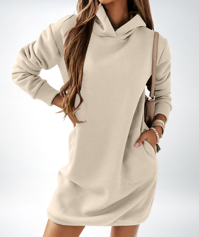 NOUVEAU RICHE Damen Hoodiekleid Bequem Vielseitig Alltagsbegleiter Beige