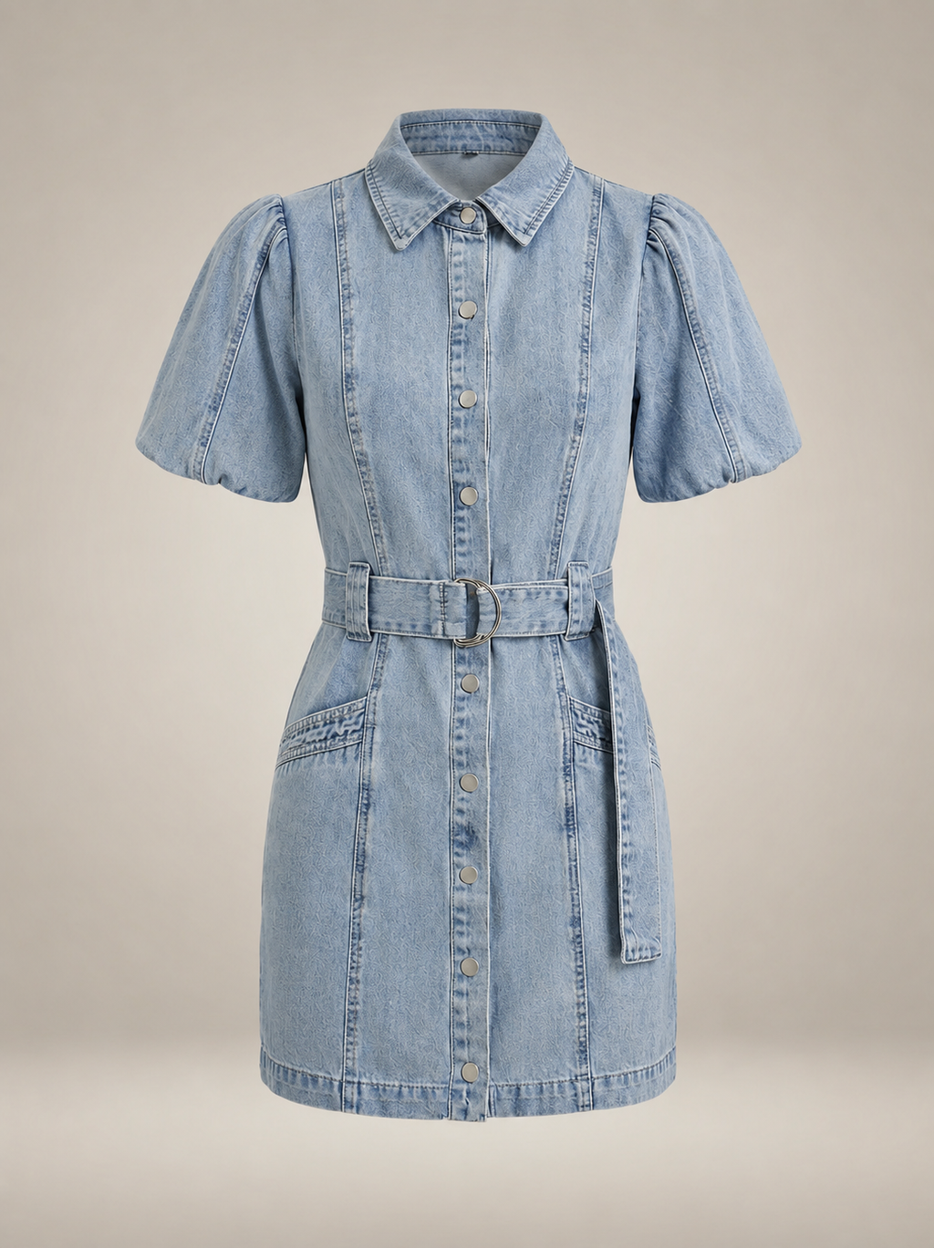 NOUVEAU RICHE Moon | Damen-Jeanskleid - Kurzes Jeanskleid mit Knöpfen und Taillenband
