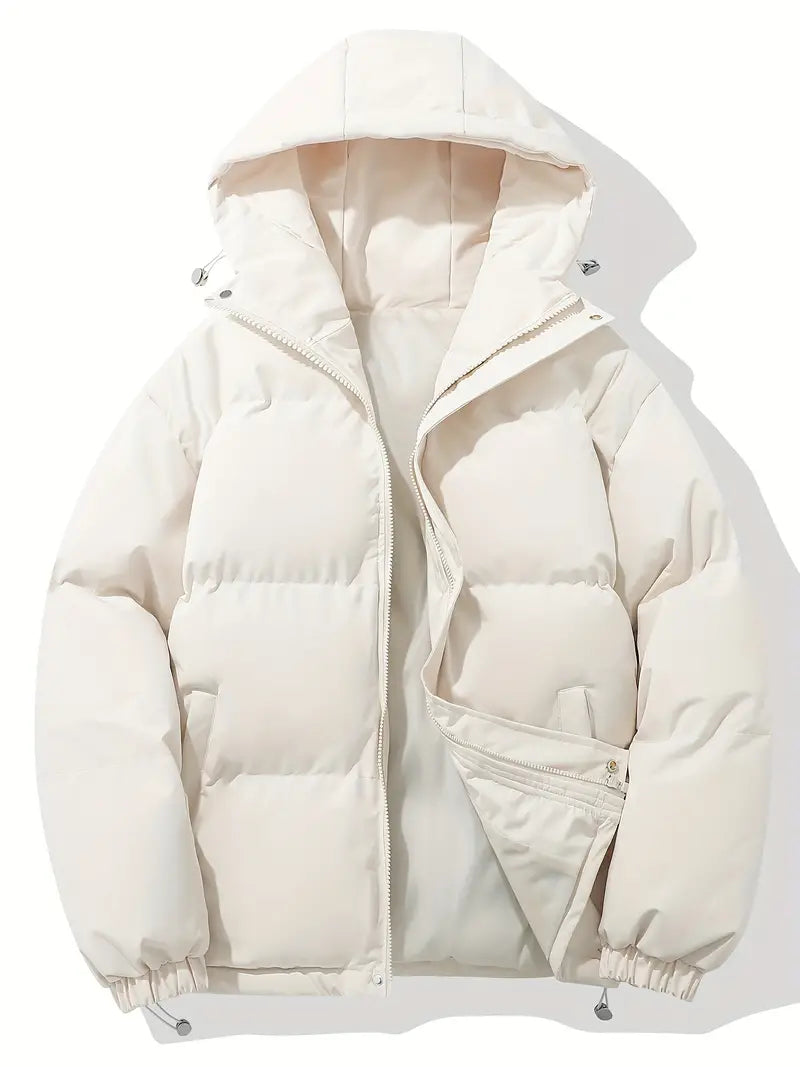 NOUVEAU RICHE Damen Kapuzenjacke Winter Warme Alltagsjacke Mit Kapuze Beige Weiß