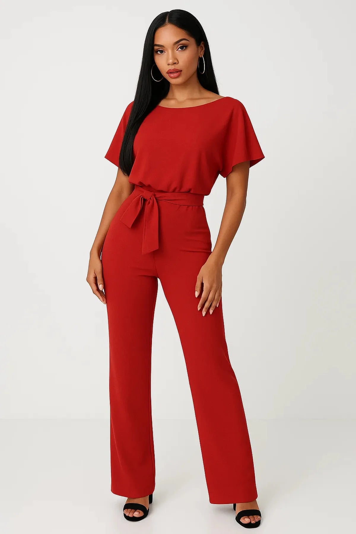 NOUVEAU RICHE Stylischer Damen Jumpsuit Für Elegantes Alltagsoutfit Rot