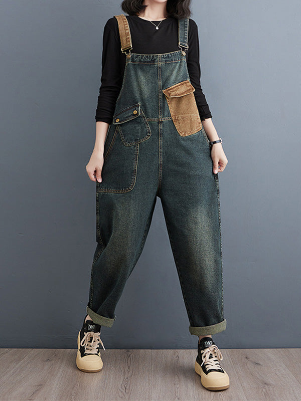 NOUVEAU RICHE Damen Denim Overall Mit Kontrastverwaschung Entspannter Schnitt Für Bequeme Passform Ideal Für Freizeitmode Blau