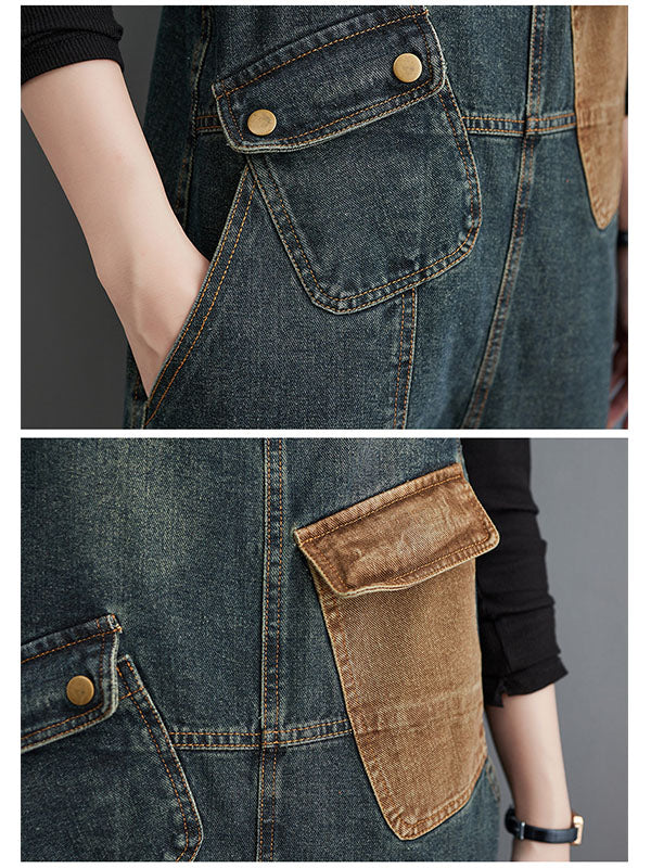 NOUVEAU RICHE Damen Denim Overall Mit Kontrastverwaschung Entspannter Schnitt Für Bequeme Passform Ideal Für Freizeitmode
