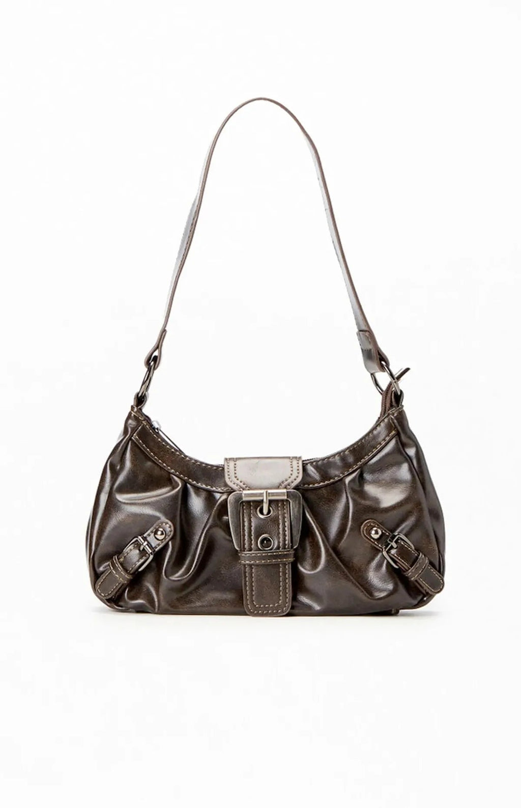 NOUVEAU RICHE Damen-Schultertasche aus Leder Kompakte Formschöne Tasche Braun