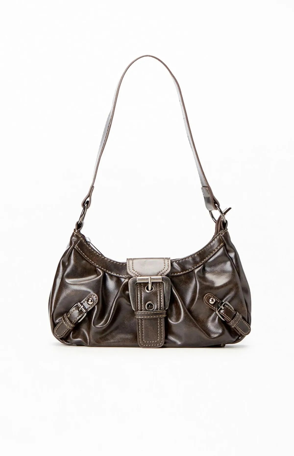 NOUVEAU RICHE Damen-Schultertasche aus Leder Kompakte Formschöne Tasche Braun