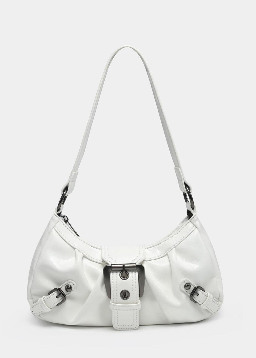 NOUVEAU RICHE Damen-Schultertasche aus Leder Kompakte Formschöne Tasche Weiß