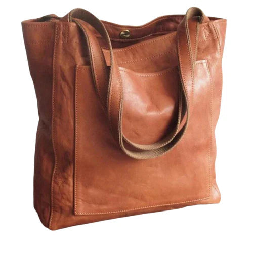 NOUVEAU RICHE Damen Leder Shopper Große Tote Tasche Elegant Alltag Braun