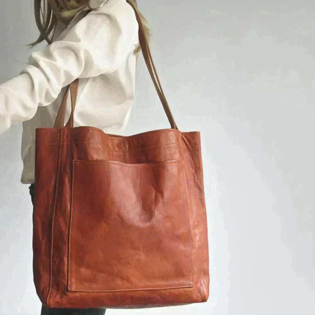 NOUVEAU RICHE Damen Leder Shopper Große Tote Tasche Elegant Alltag