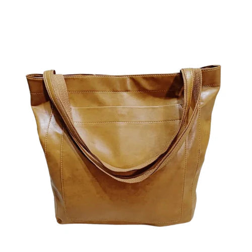NOUVEAU RICHE Damen Leder Shopper Große Tote Tasche Elegant Alltag Gelb