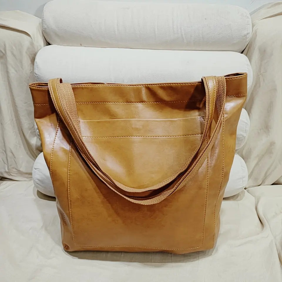 NOUVEAU RICHE Damen Leder Shopper Große Tote Tasche Elegant Alltag