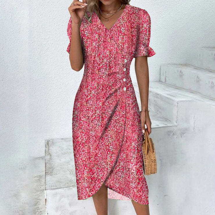 NOUVEAU RICHE Damen Sommerkleid Atmungsaktives Kleid Strand Gartenparty Rot