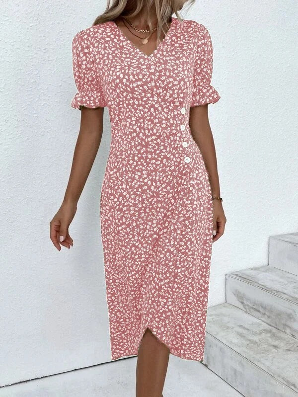 NOUVEAU RICHE Damen Sommerkleid Atmungsaktives Kleid Strand Gartenparty Rosa