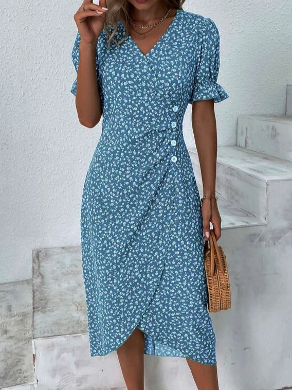 NOUVEAU RICHE Damen Sommerkleid Atmungsaktives Kleid Strand Gartenparty Blau