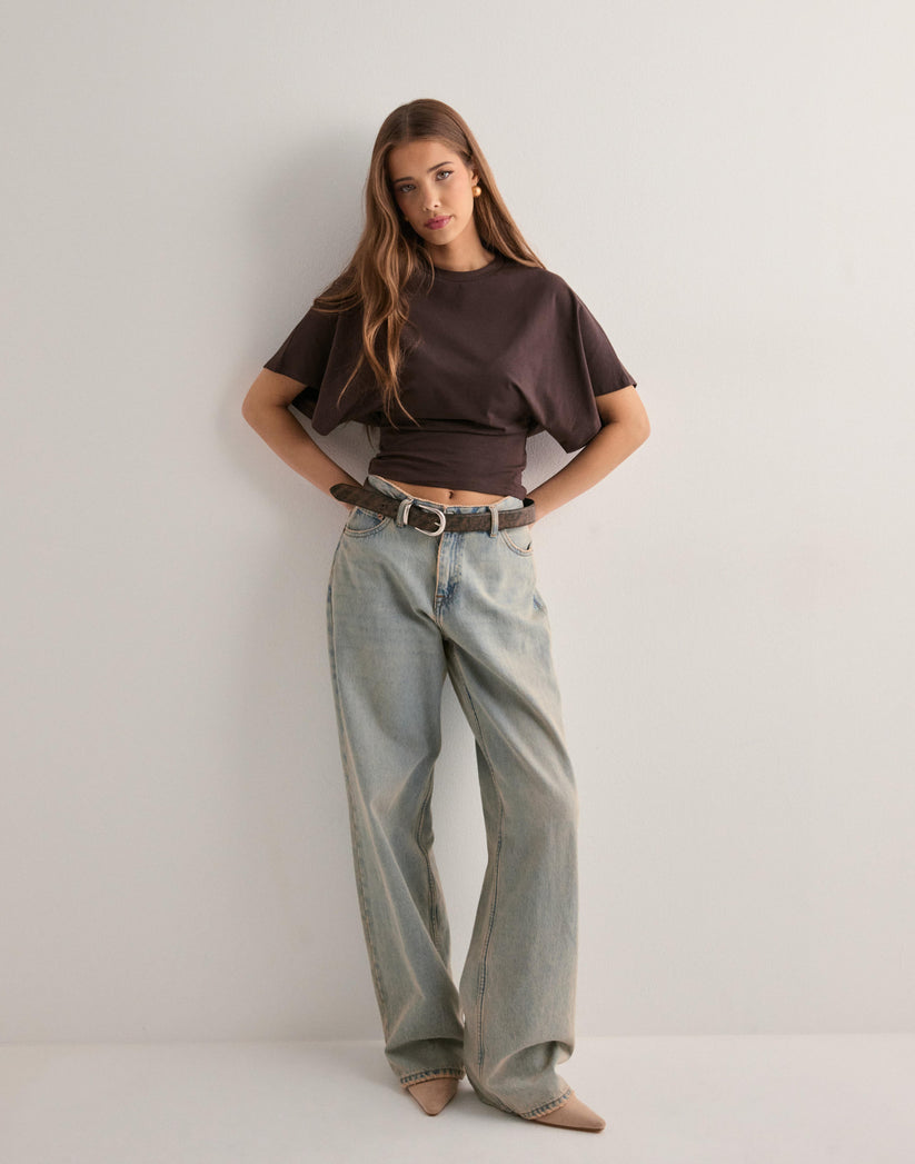 NOUVEAU RICHE Damen T Shirt Mit Weiten Ärmeln Alltagslook Komfortabel Braun