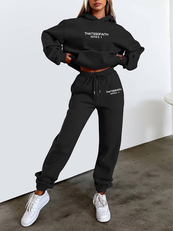 Damen-Trainingsanzug-Set – Hoodie und Jogginghose in bequemer Passform – Atmungsaktive Baumwolle – Lässiger Look 2
