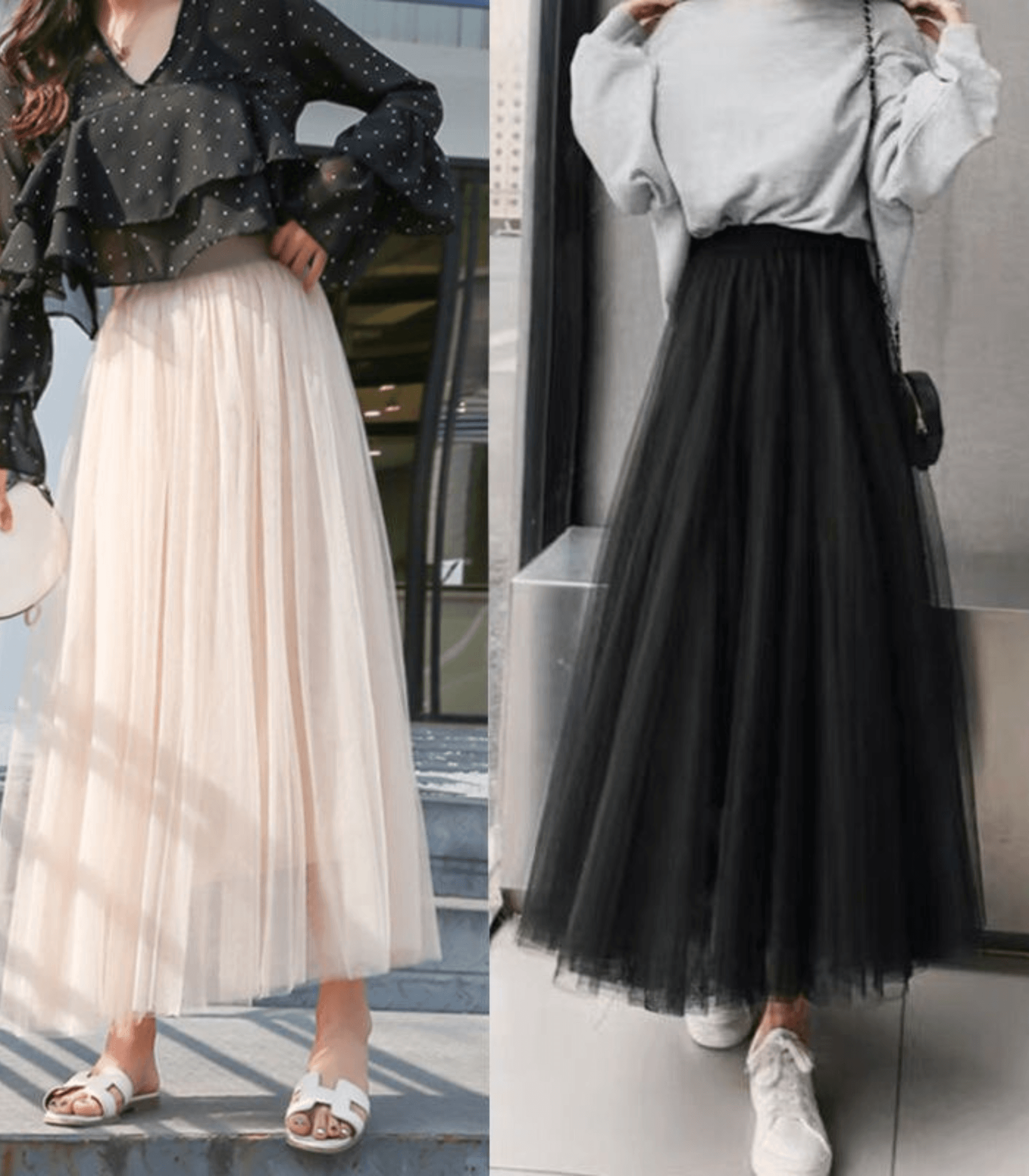 NOUVEAU RICHE Damen Tüllrock Knöchellang Mehrlagiges Netz Elegantes Fließendes Design Für Jedes Outfit
