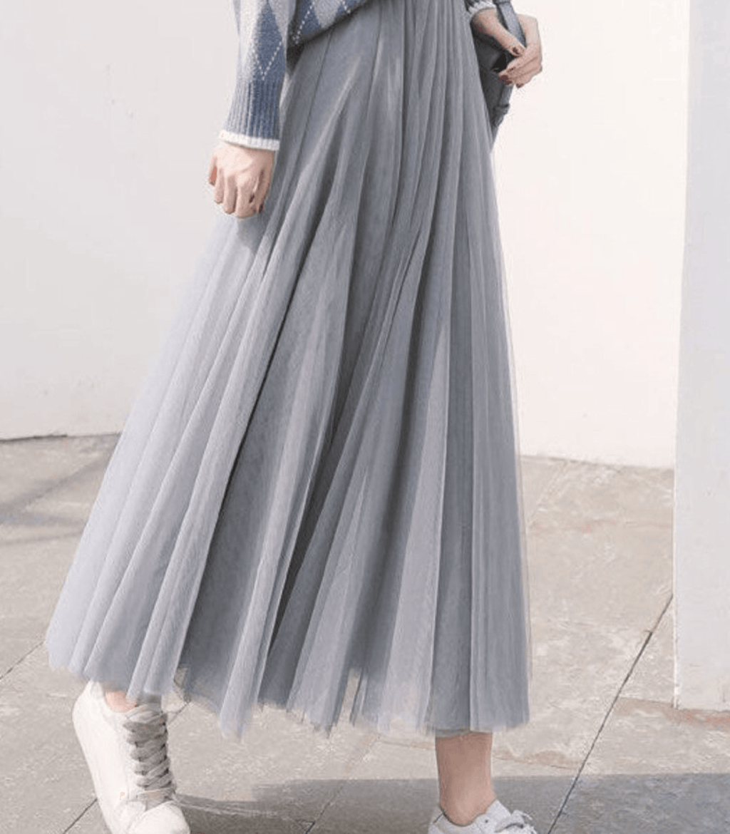 NOUVEAU RICHE Damen Tüllrock Knöchellang Mehrlagiges Netz Elegantes Fließendes Design Für Jedes Outfit